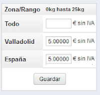 Rangos de precios según peso en Prestashop 1.5