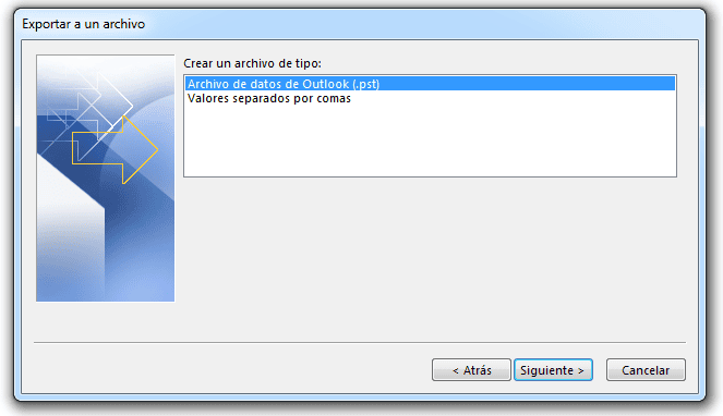 exportar a pst