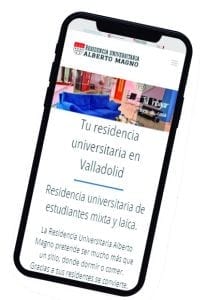 Alberto Magino en pantalla móvil Diseño responsive en móvil en Valladolid para residencia universitaria