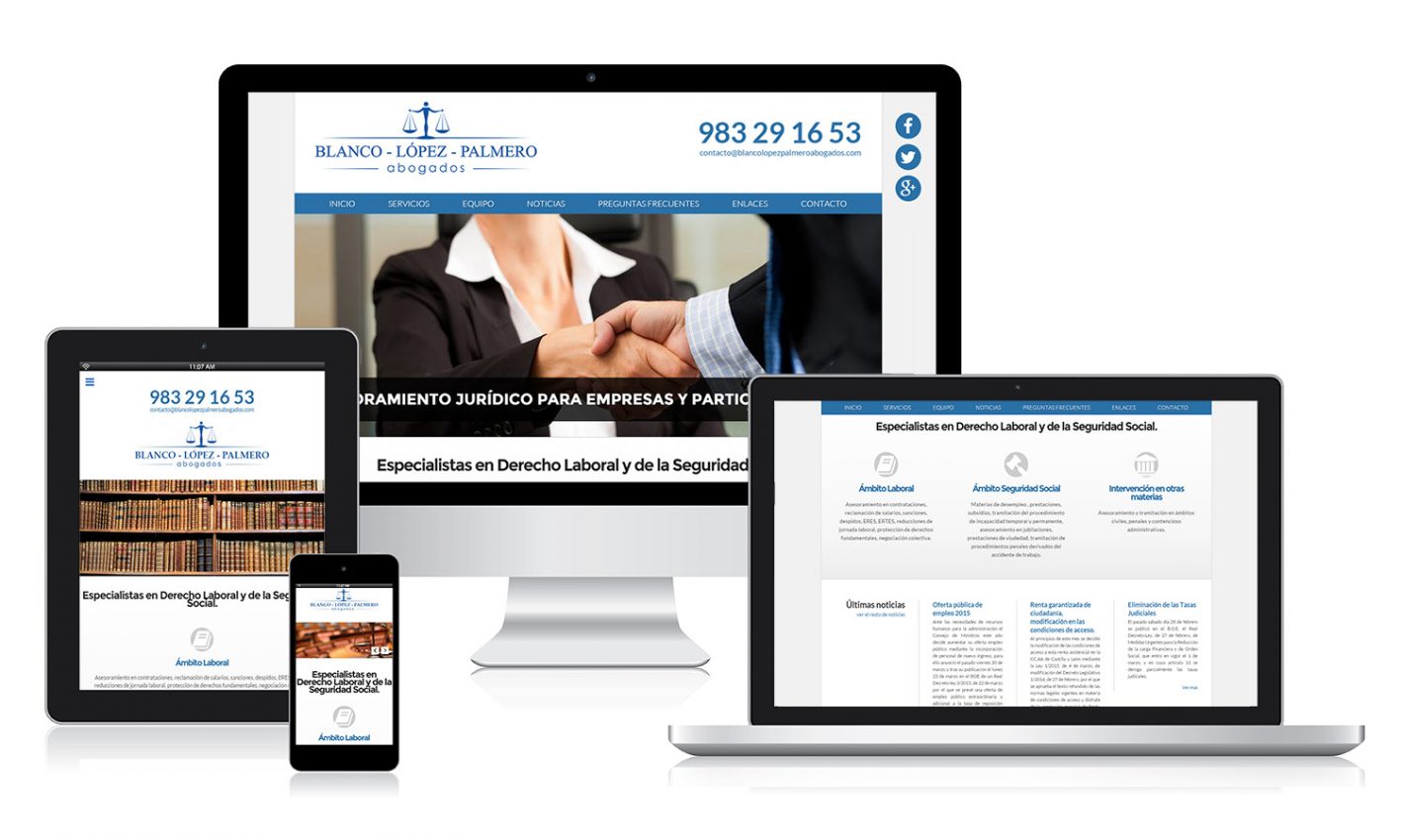 Desarrollo página web para Abogados: Blanco López Palmero Diseño página web para Abogados Blanco López Palmero