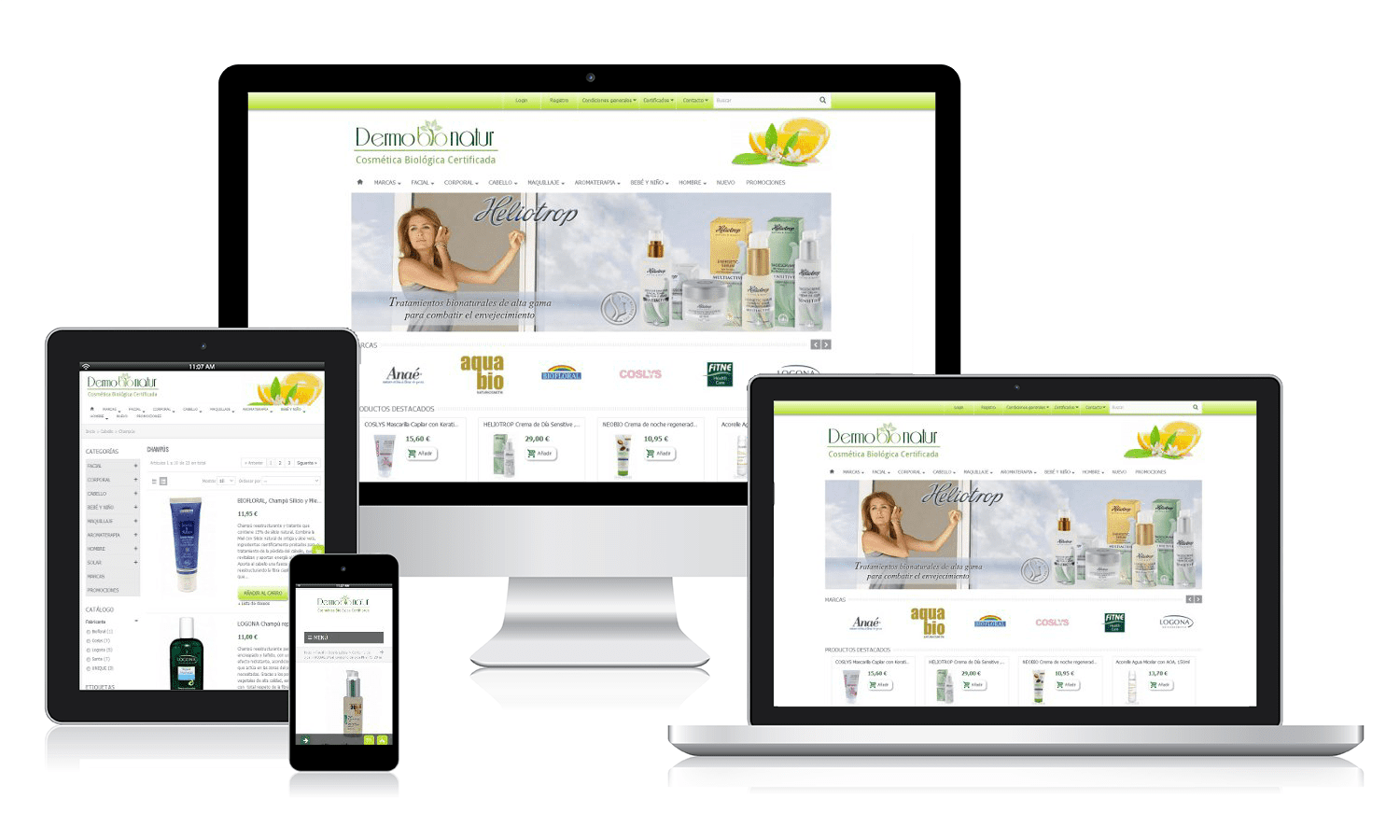 Desarrollo web para dermobio natur Desarrollo wen en WordPrees para un centro psicológico