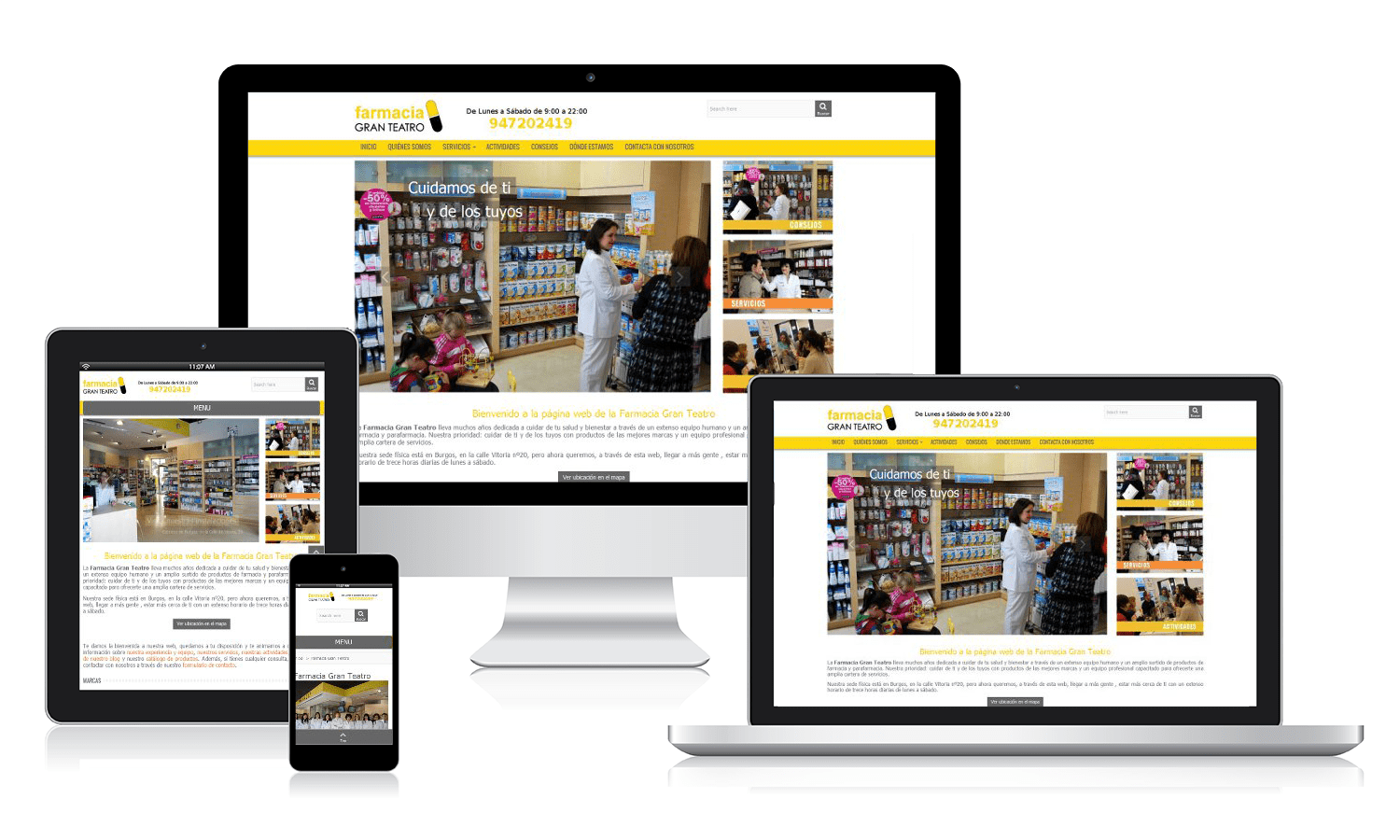 Desarrollo página web Farmacia Gran Teatro Diseño página web Farmacia Gran Teatro