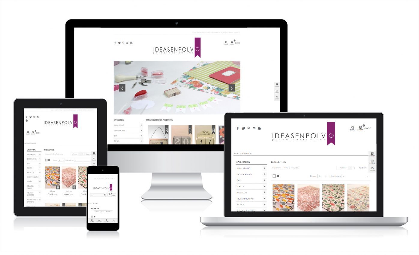 Desarrollo página web para Ideas en Polvo Diseño web para Ideas en Polvo