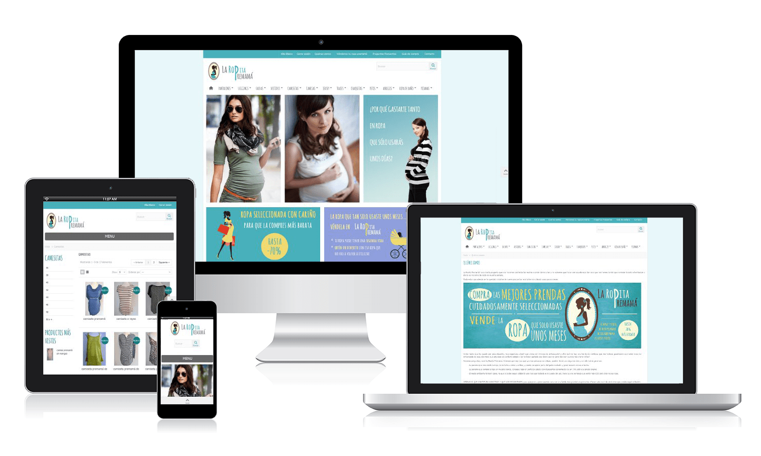 Desarrollo de Tienda Online para La Ropita Premamá Desarrollo wen en WordPrees para un centro psicológico