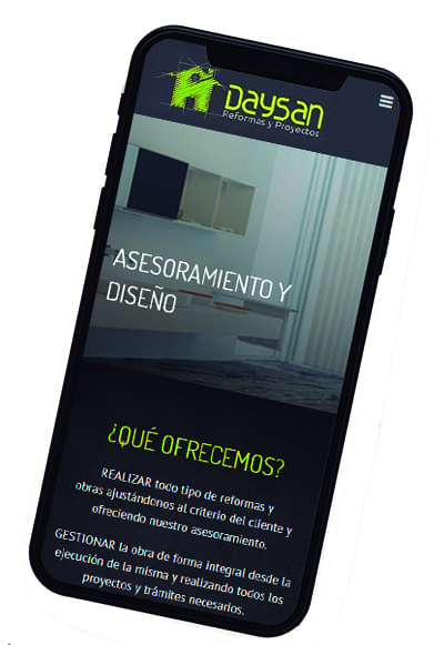 Responsive móvil Daysan Responsive móvil de la web corporativa Daysan Reformas y Proyectos