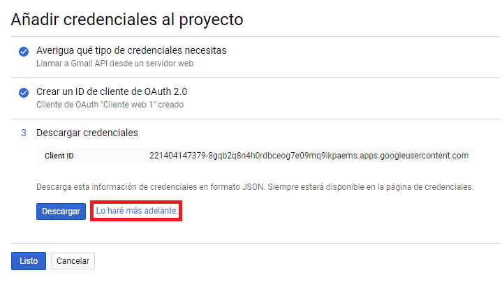 Id de cliente API Google