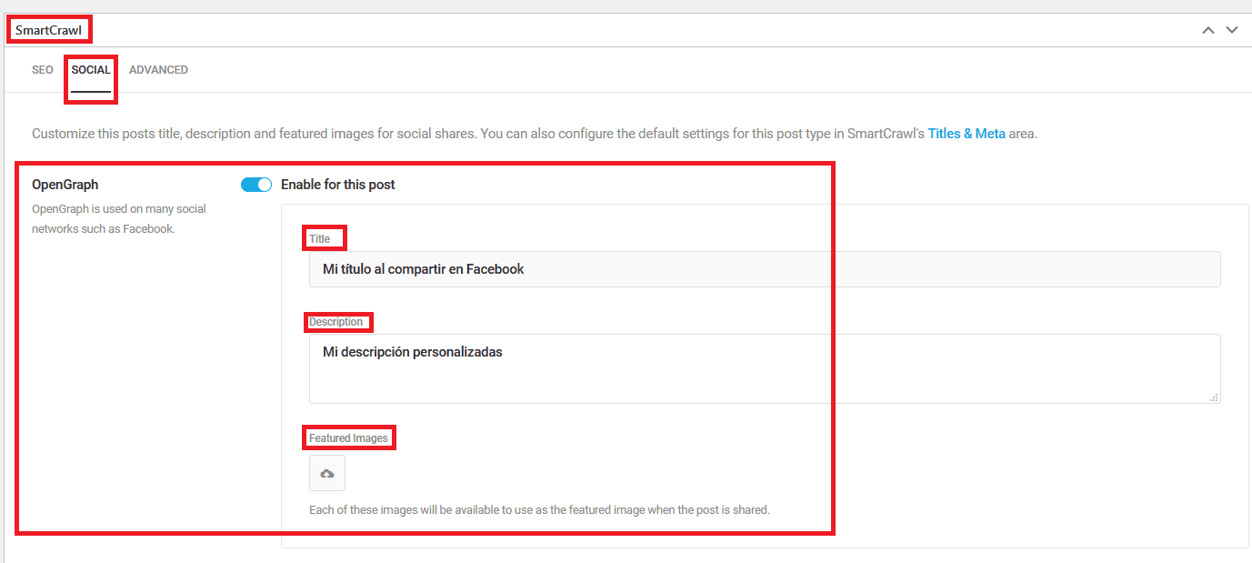 Definir metaetiquetas Open Graph para cada entrada del blog con SmartCrawl