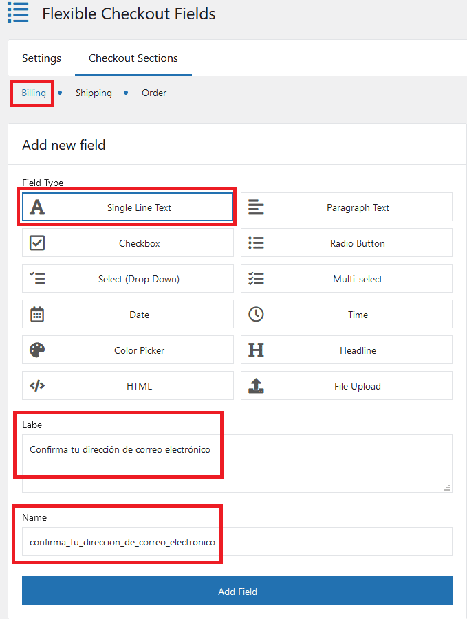 Plugin Flexible Checkout Fields para añadir campos en el checkout de WooCommerce