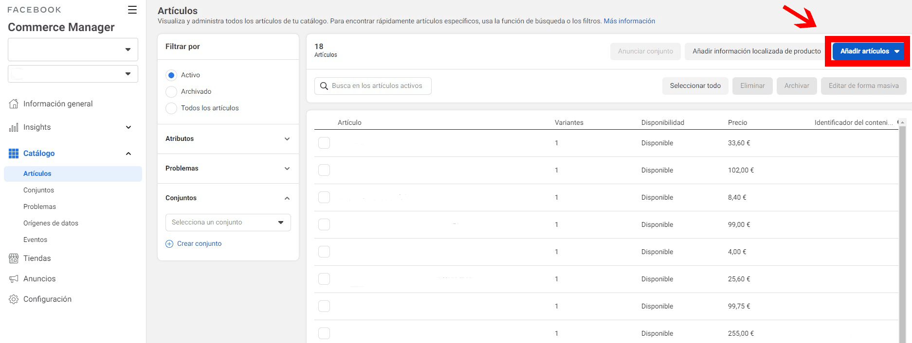 subir productos a Facebook