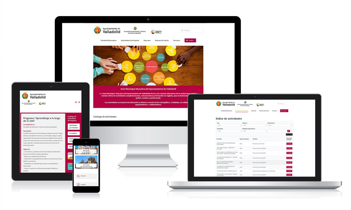 Portfolio valladolid educadora Desarrollo web en WordPrees para el ayuntamiento de Valladolid