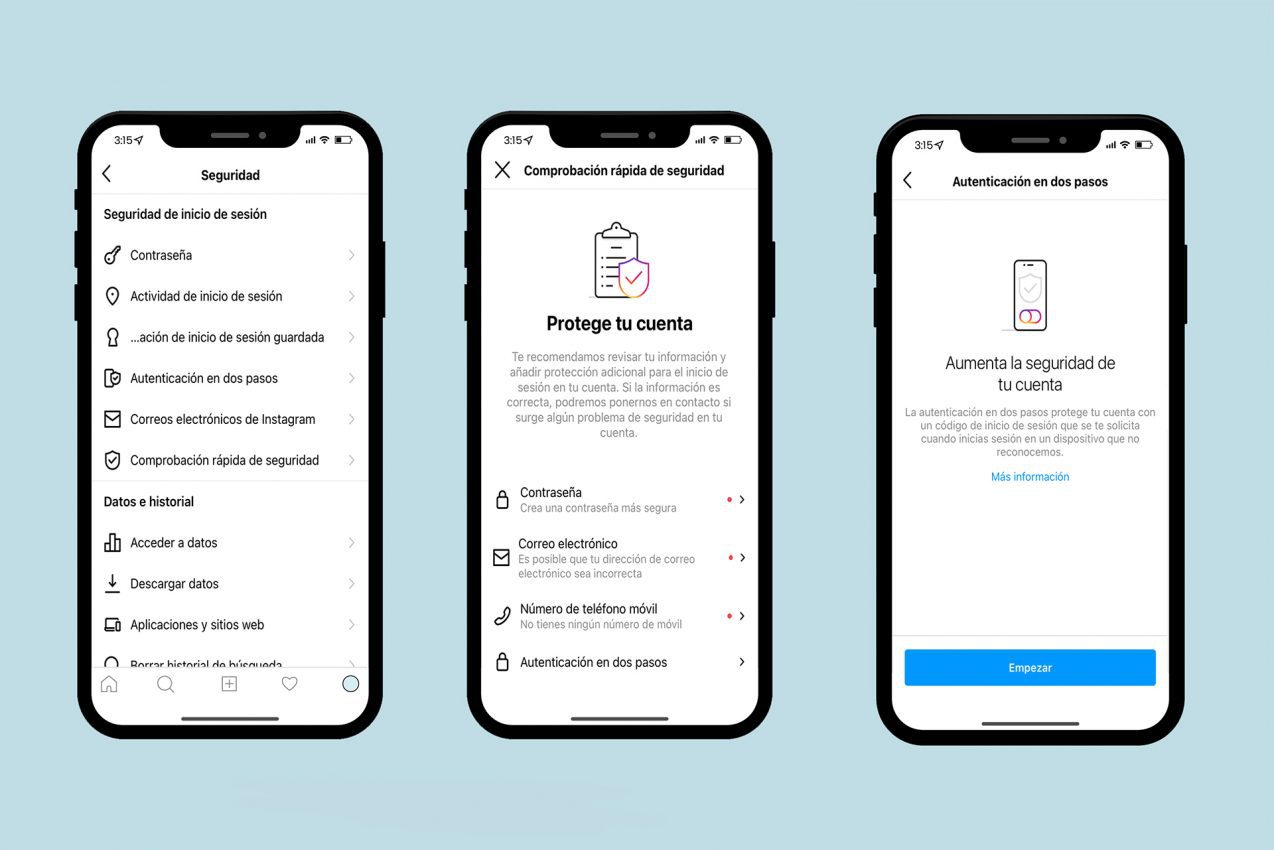 ig comprobación rápida de seguridad en Instagram