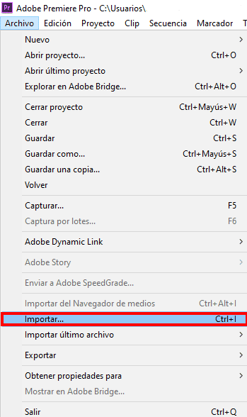 importar archivo Premiere
