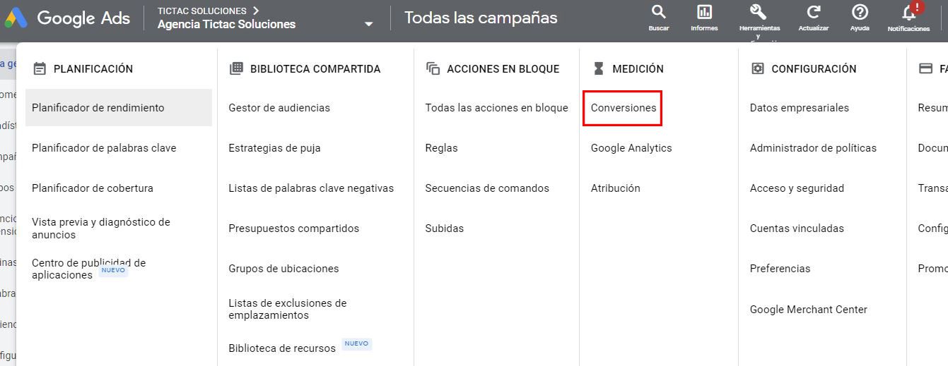 tipos de conversiones google ads tictac agencia marketing digital valladolid