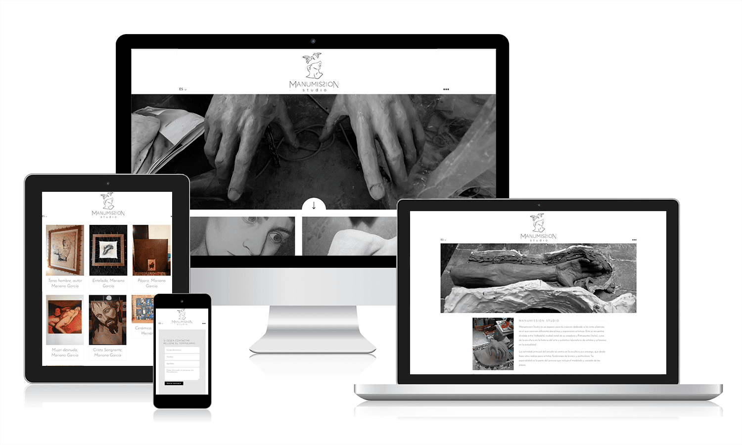 Portfolio manumission diseño web en wordpress para Manumission Studio