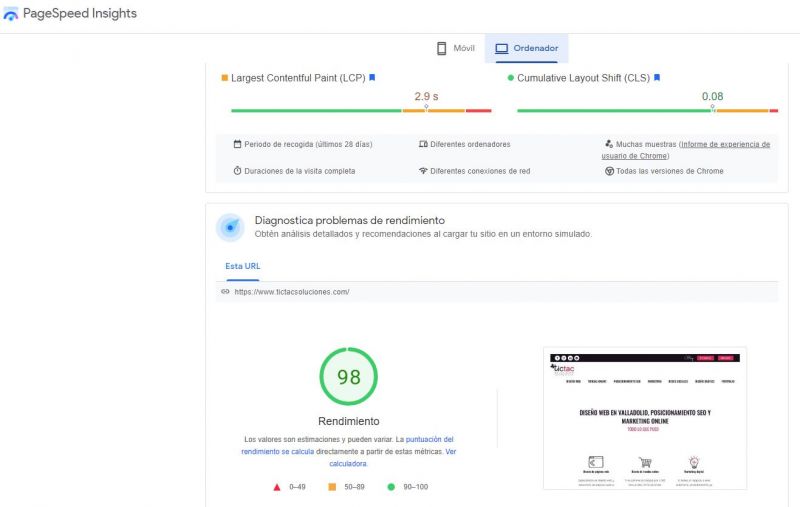 velocidad de cragra de una web usabilidad web marketing valladolid tictac