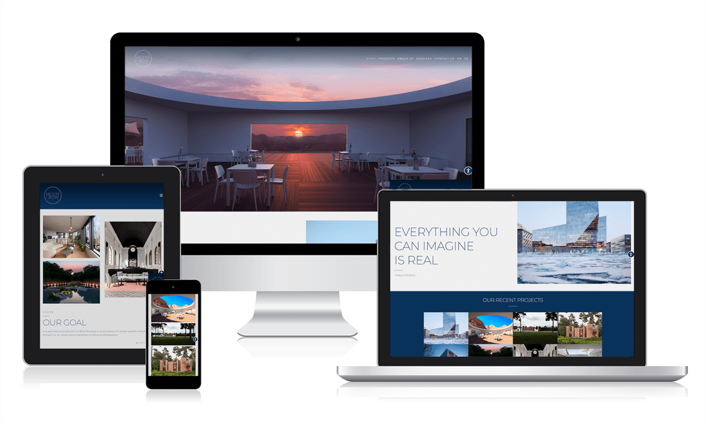 MOONBOW PORTFOLIO Desarrollo web en WordPress para estudio de renders arquitectónicos