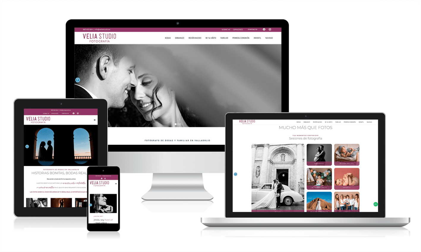 portfolio velia studio Desarrollo web en WordPress para fotógrafa