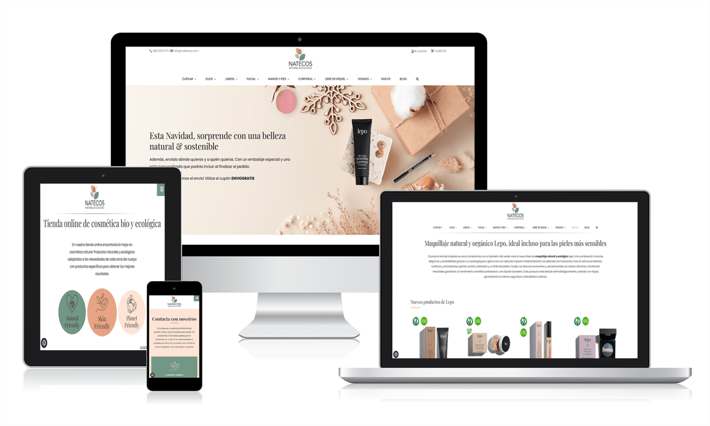 Natecos Diseño de tienda online para la venta de cosmética natural