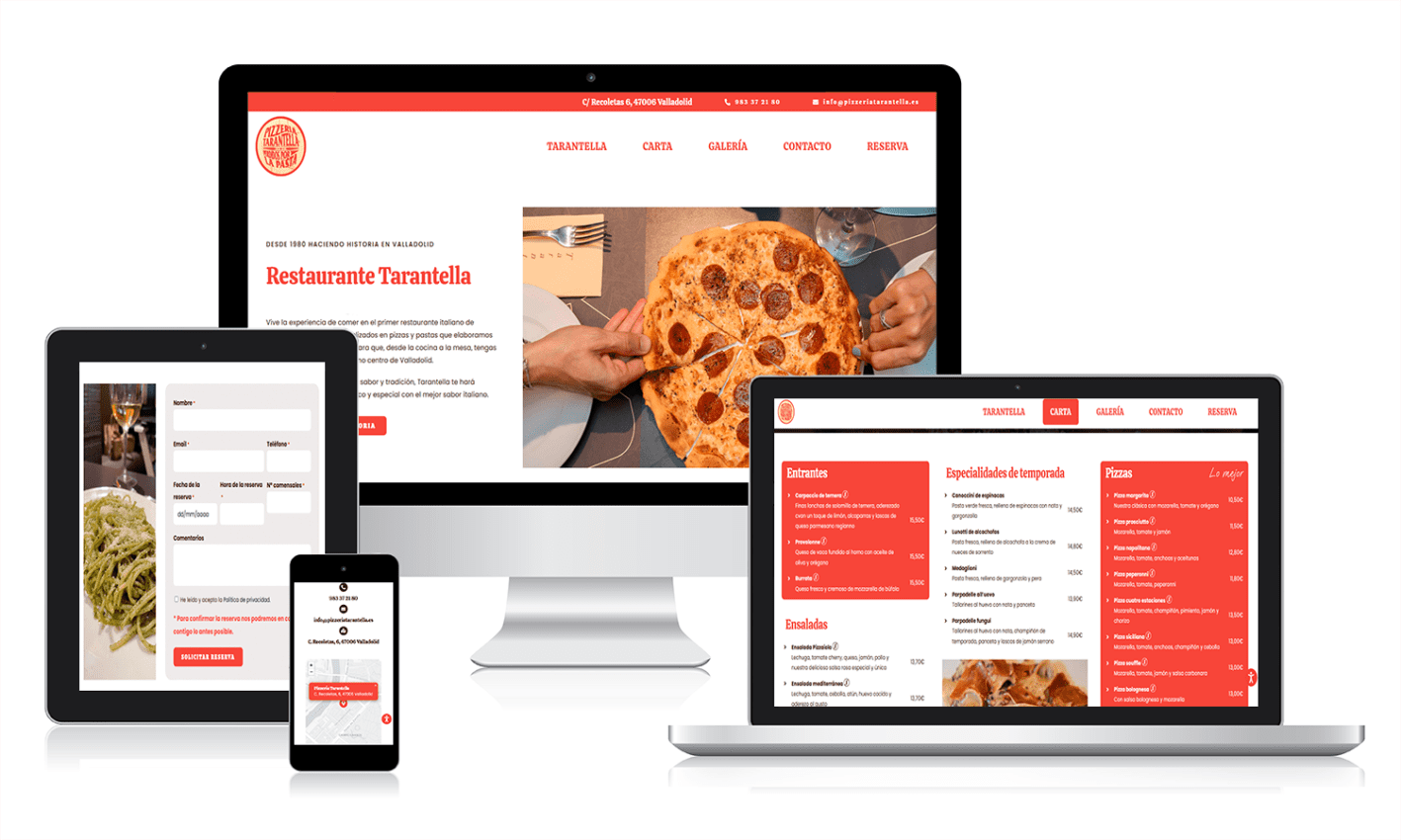 Tarantella Desarrollo web para un restaurante italiano